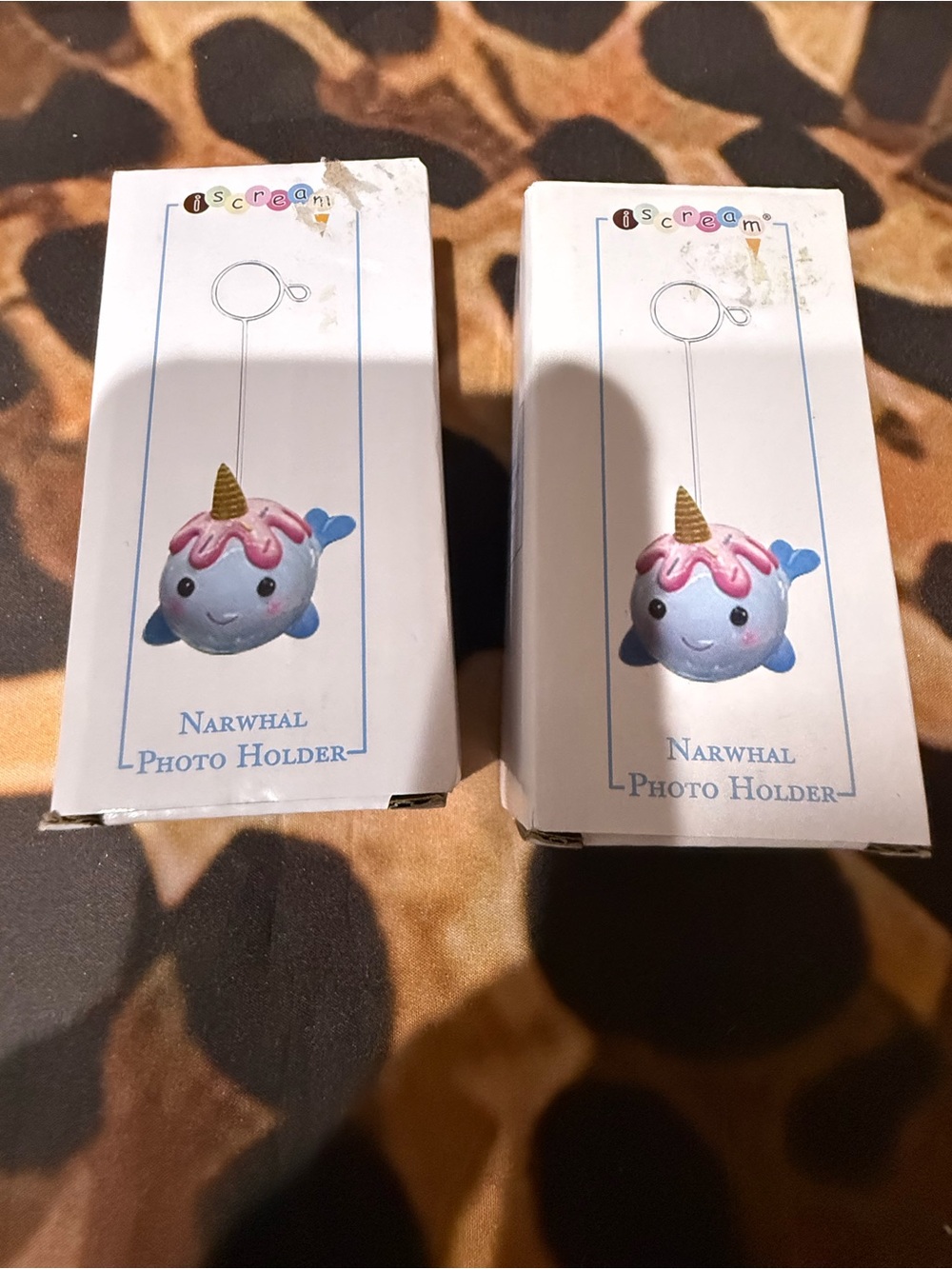 Narwhal Photo Holders - Blue/Pink Kids Accessory - set of 2.
